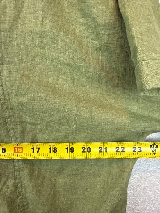 Free People Green Linen Blend Jumpsuit XL Baggy Cargo Pockets Relaxed Lagenlook - Picture 8 of 10